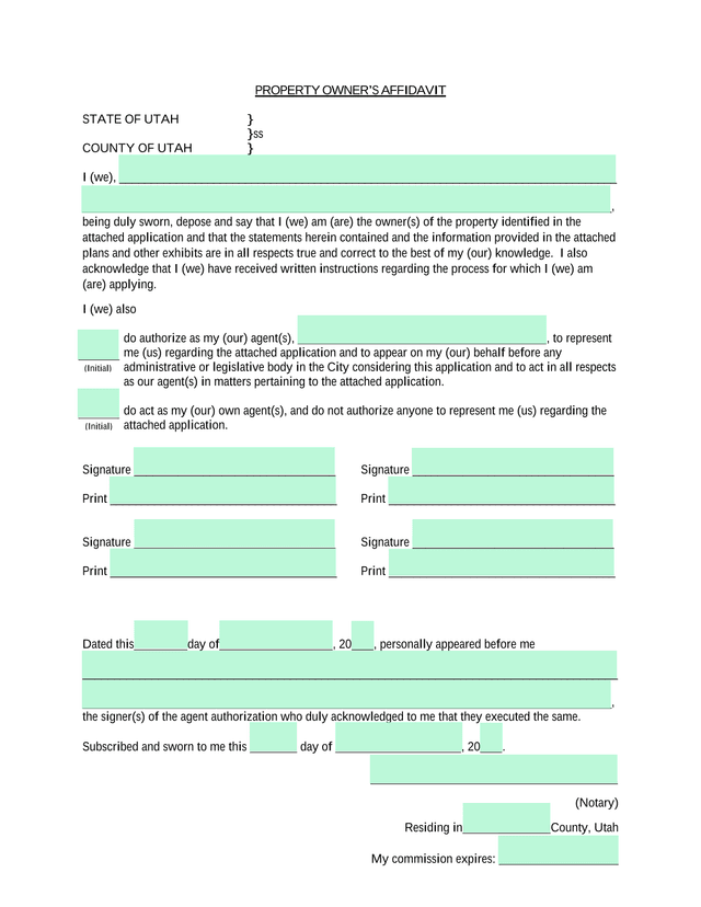 Property OwnerS Affidavit screenshot