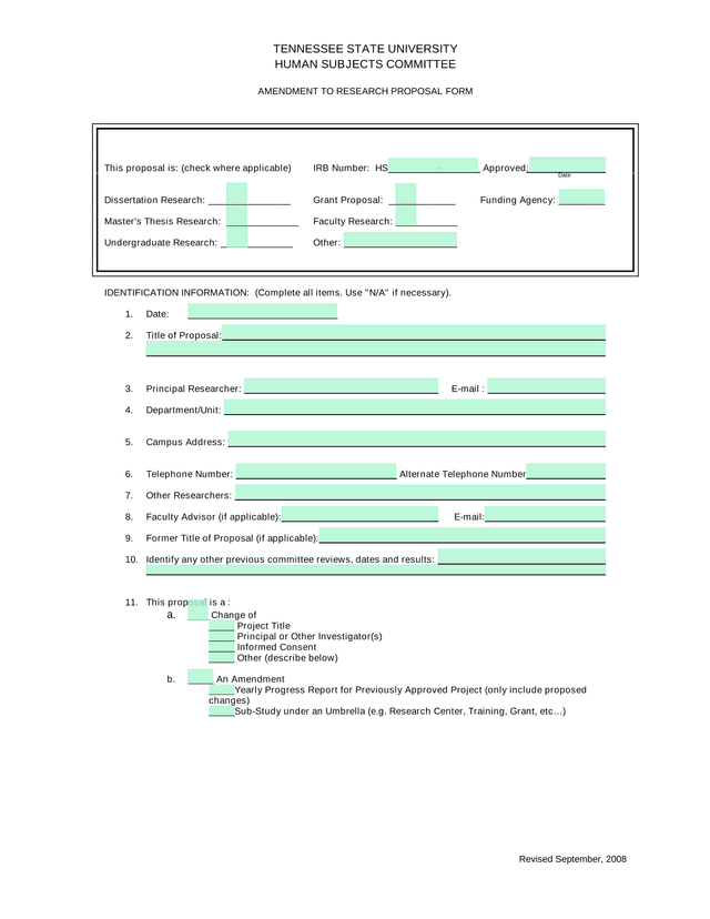 Amendment To Research Proposal Form screenshot