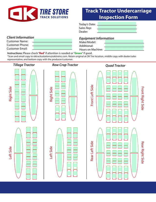 Track Tractor Undercarriage Inspection Form screenshot