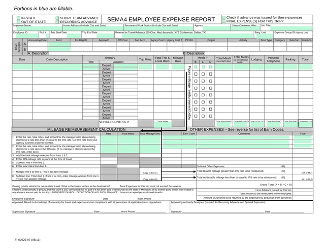 SEMA4 Employee Expense Report screenshot