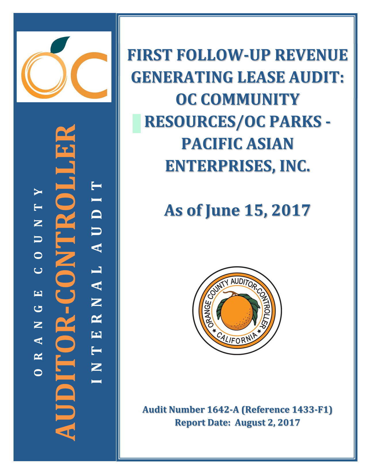 First Follow Up Revenue Generating Lease Audit OC Community ResourcesOC Parks   Pacific Asian Enterp screenshot