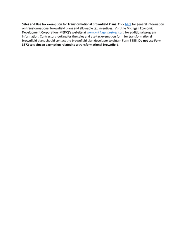 Sales And Use Tax Exemption For Transformational Brownfield Plans screenshot