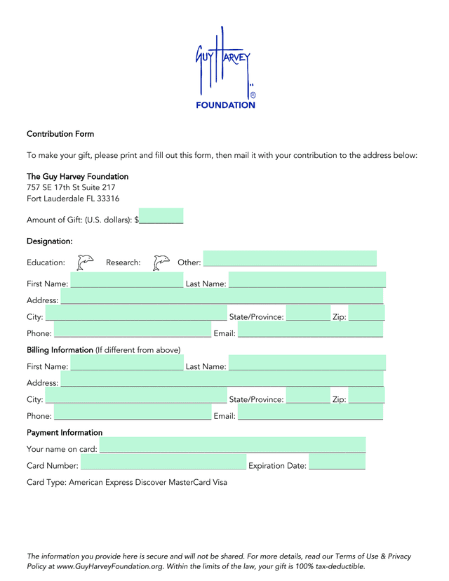 Contribution Form screenshot