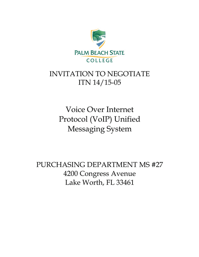 Invitation To Negotiate ITN 1415 05 Voice Over Internet Protocol (VoIP) Unified Messaging System screenshot