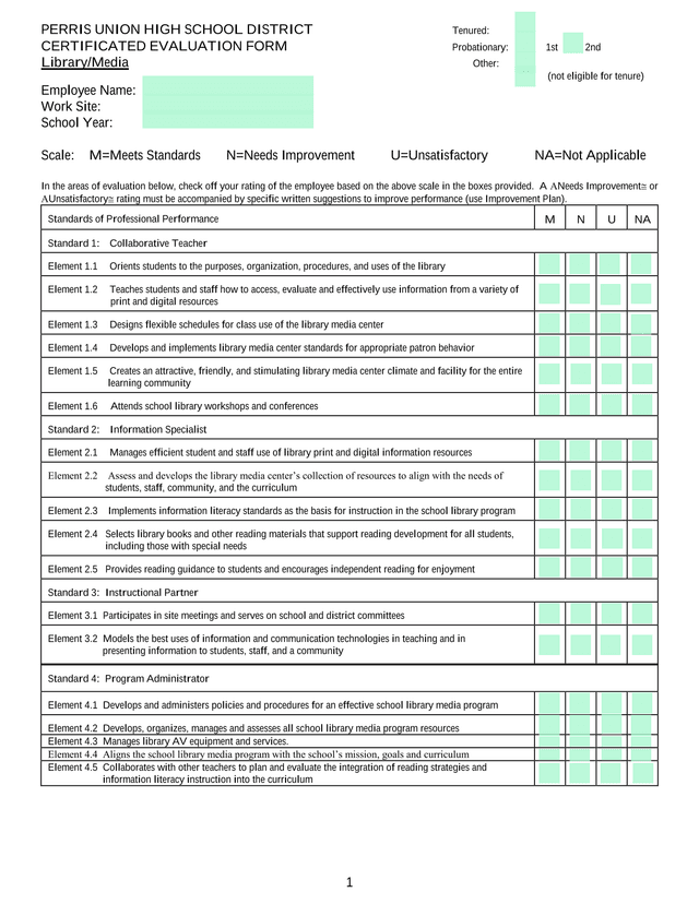 Certificated Evaluation Form screenshot