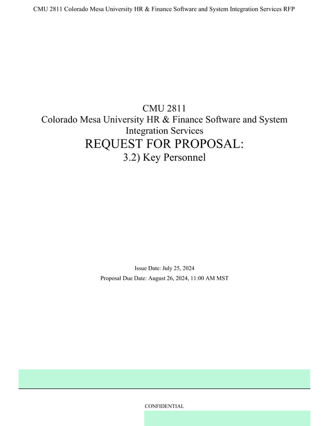 CMU 2811 Colorado Mesa University HR  Finance Software And System Integration Services RFP screenshot