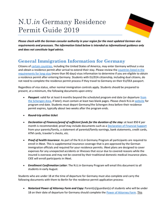 N.U.In Germany Residence Permit Guide screenshot