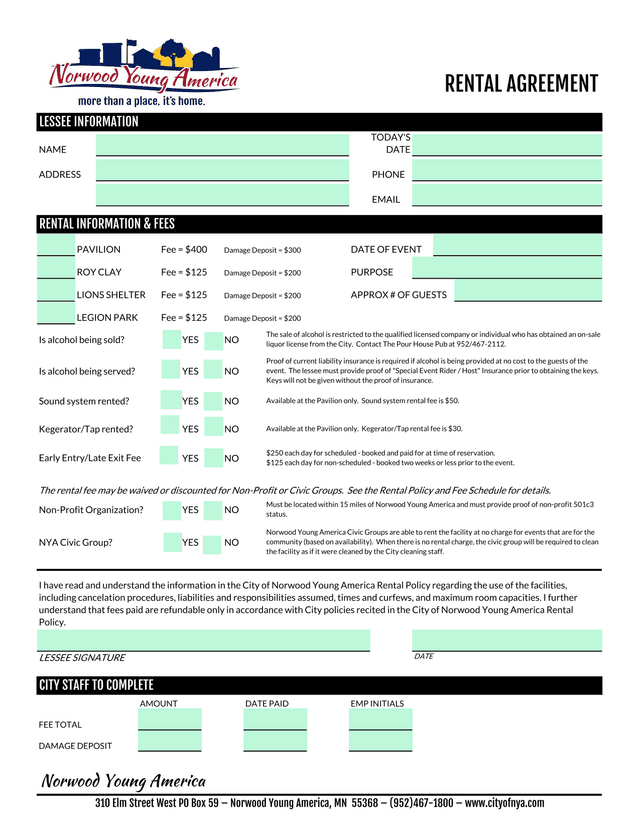 Rental Agreement screenshot