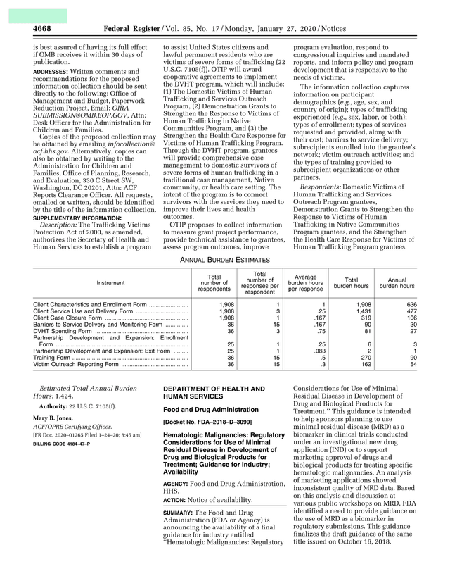 Federal Register Vol. 85, No. 17 screenshot