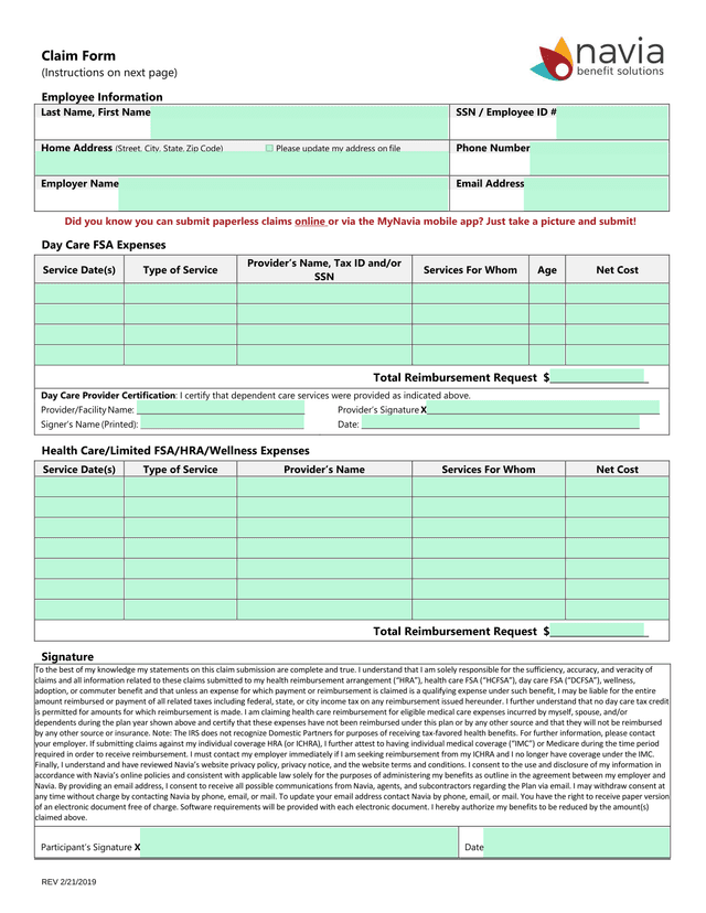 Claim Form screenshot