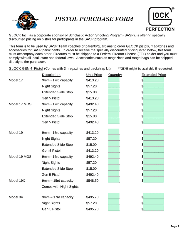 PISTOL PURCHASE FORM screenshot