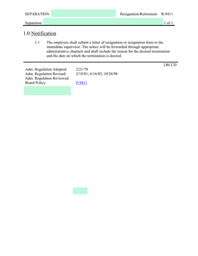 Separation ResignationRetirement screenshot