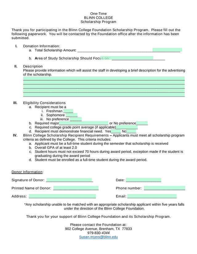 Blinn College Scholarship Program screenshot