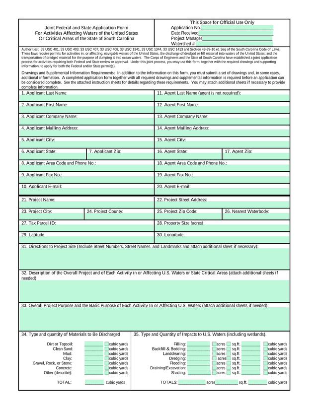 Joint Federal And State Application Form For Activities Affecting Waters Of The United States Or Cri screenshot