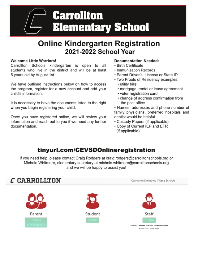 Online Kindergarten Registration 2021 2022 School Year screenshot
