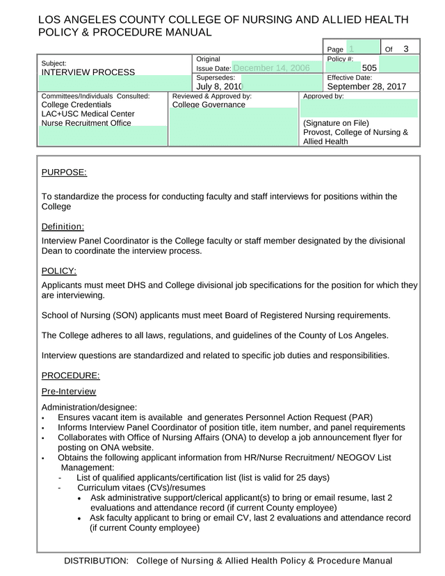 Interview Process Policy And Procedure Manual screenshot