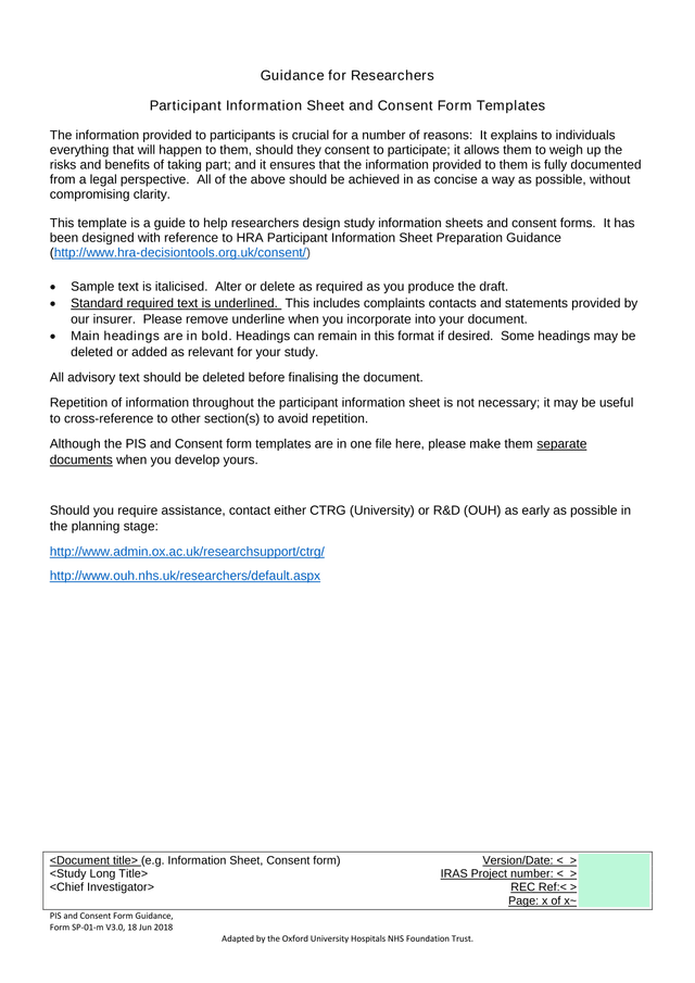 Participant Information Sheet And Consent Form Templates screenshot