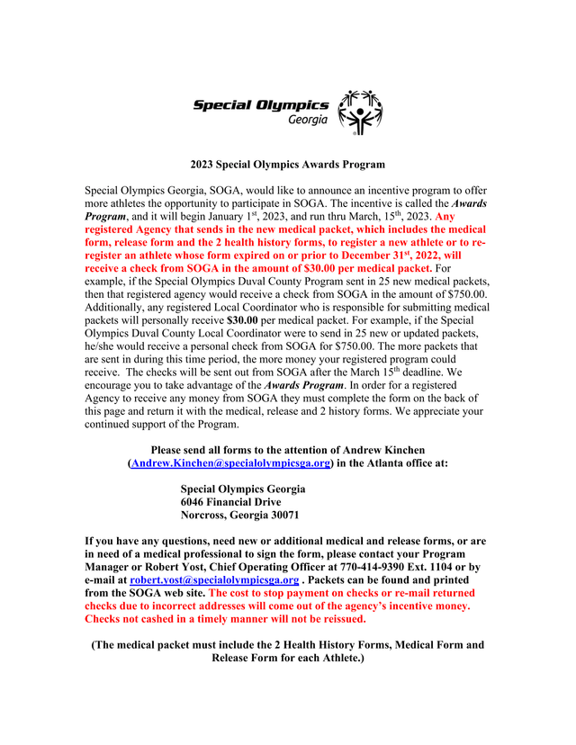 2023 Special Olympics Awards Program screenshot