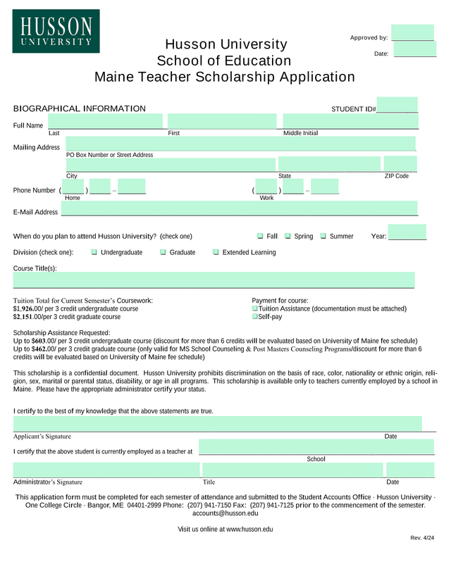 Maine Teacher Scholarship Application screenshot
