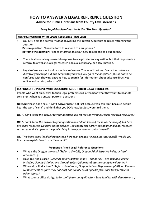 How To Answer A Legal Reference Question screenshot