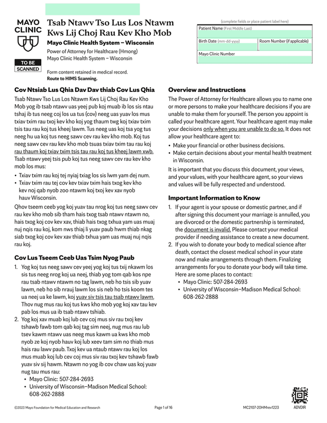 Power Of Attorney For Healthcare (Hmong) screenshot