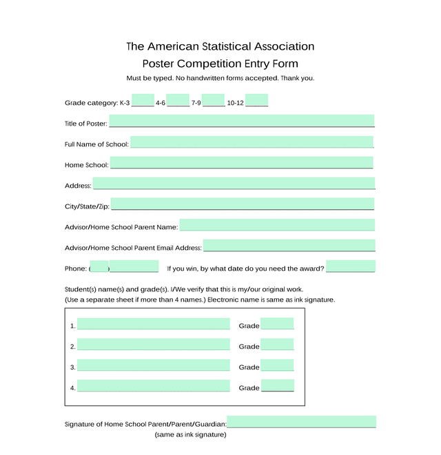 Poster Competition Entry Form screenshot