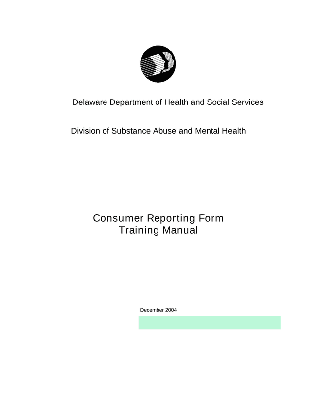 Consumer Reporting Form Training Manual screenshot