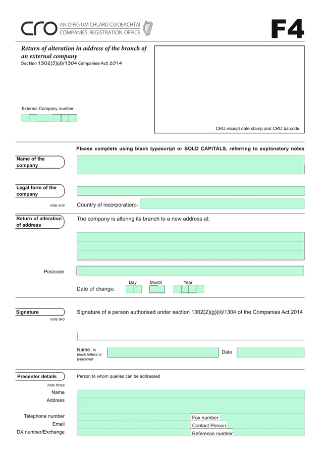 Return Of Alteration Of Address (Form F4) screenshot