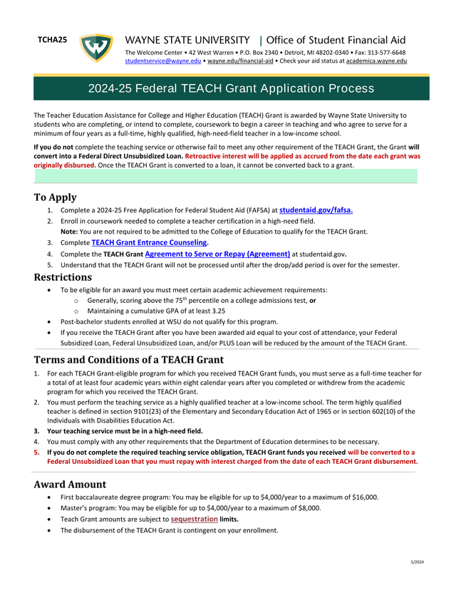 2024 25 Federal TEACH Grant Application Process screenshot