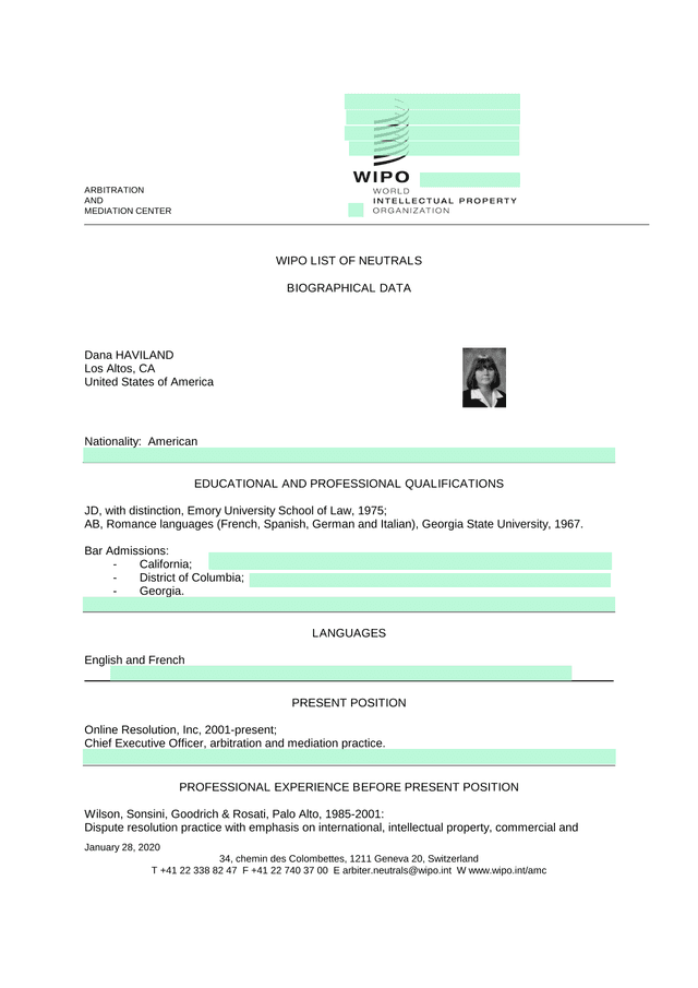 WIPO List Of Neutrals   Biographical Data screenshot