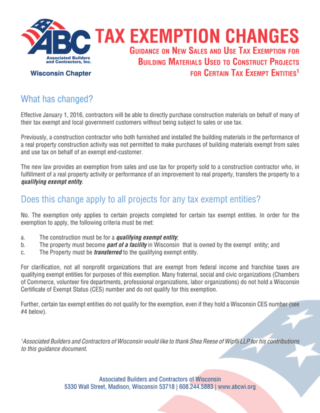 Guidance On New Sales And Use Tax Exemption For Building Materials Used To Construct Projects For Ce screenshot