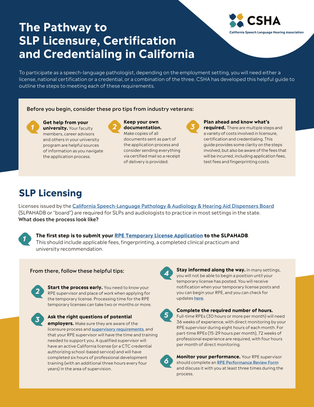 The Pathway To SLP Licensure, Certification And Credentialing In California screenshot