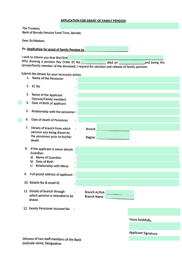 APPLICATION FOR GRANT OF FAMILY PENSION screenshot