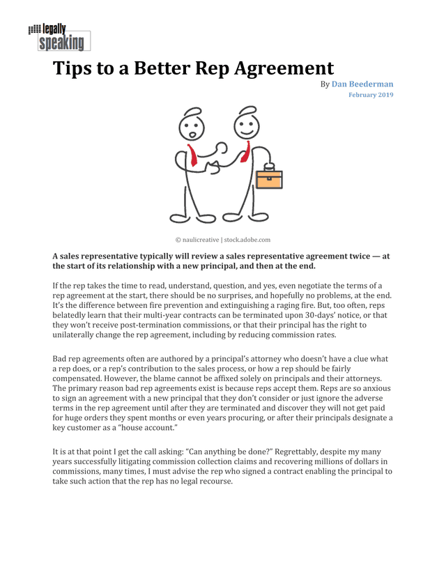 Tips To A Better Rep Agreement screenshot