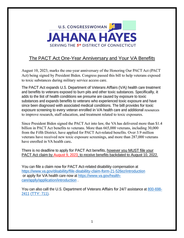 The PACT Act One Year Anniversary And Your VA Benefits screenshot