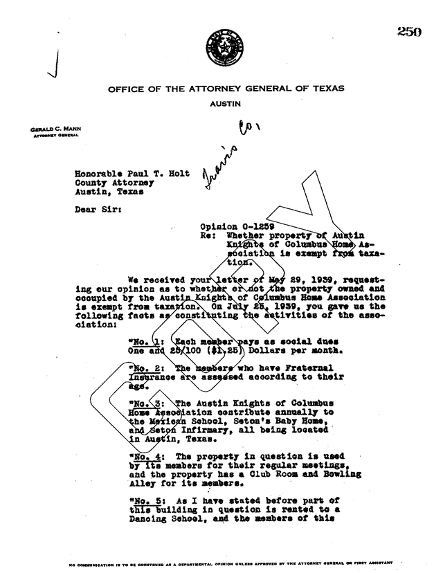 Attorney General Of Texas Legal Opinion screenshot