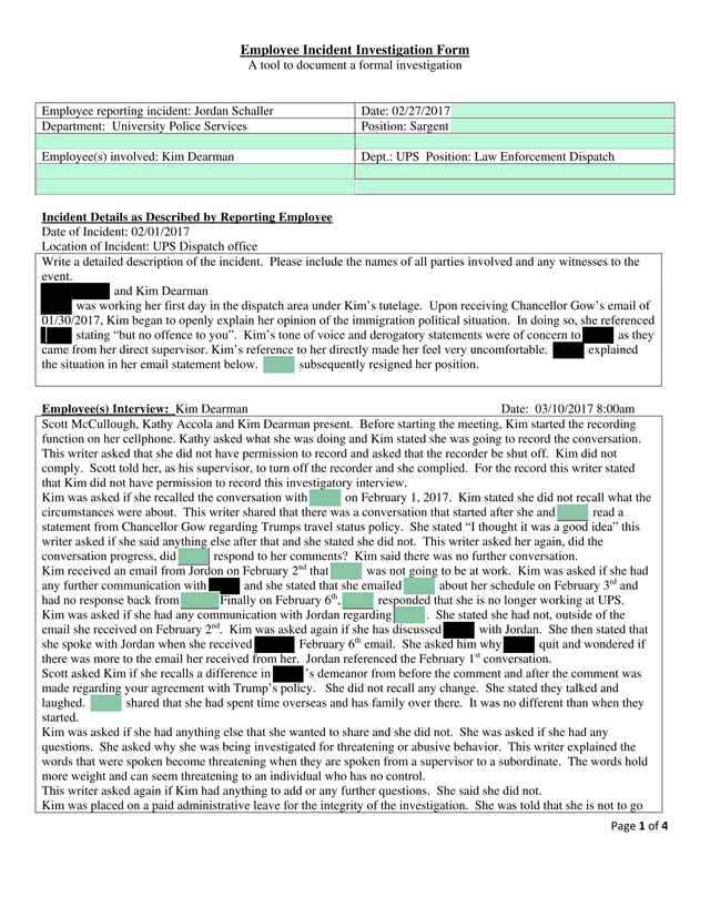 Employee Incident Investigation Form screenshot