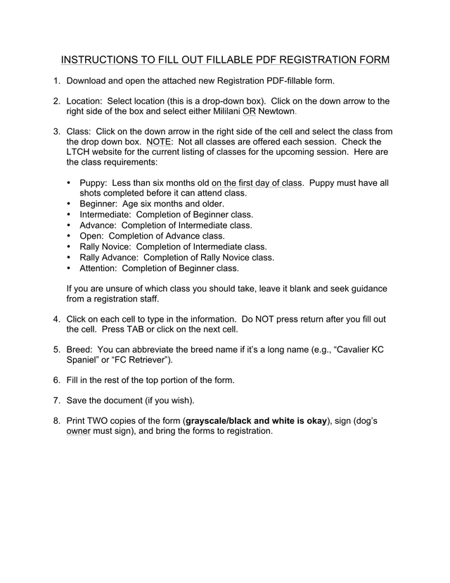 Registration Form Instructions screenshot