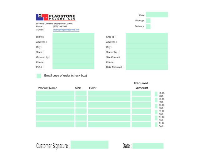 ORDER FORM screenshot