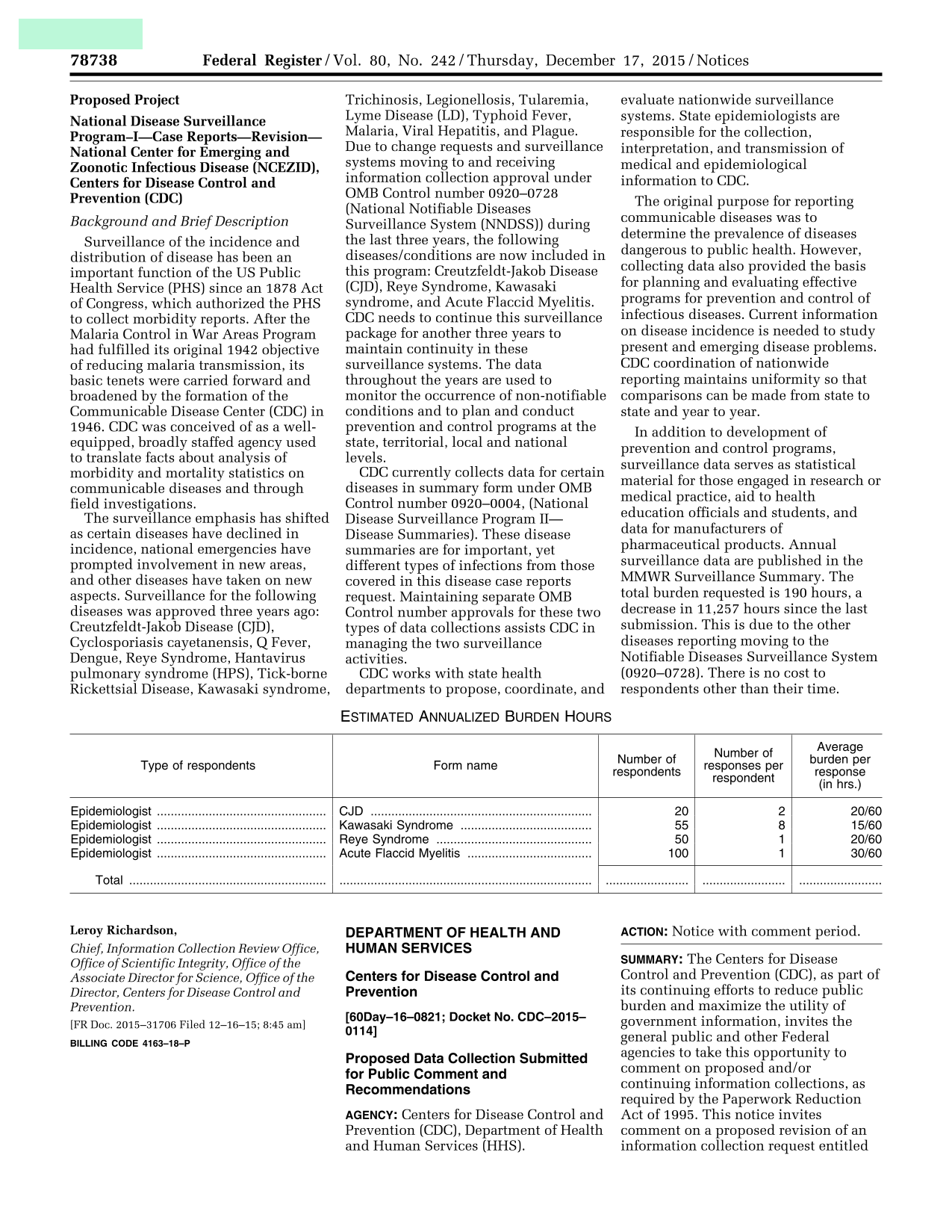 National Disease Surveillance ProgramICase Reports screenshot