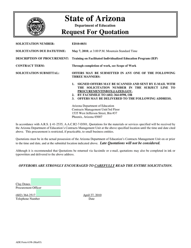 ADE Form 619b (Mar03) screenshot