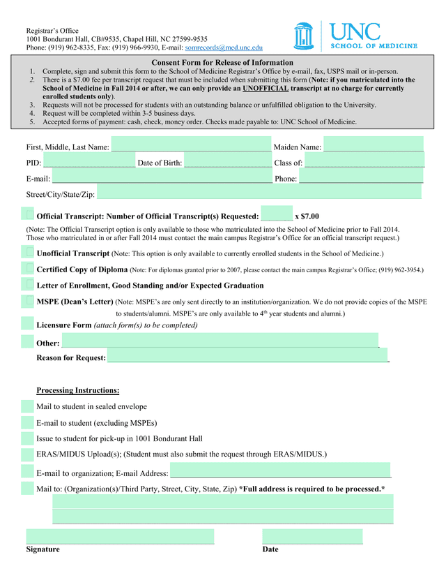Consent Form For Release Of Information screenshot