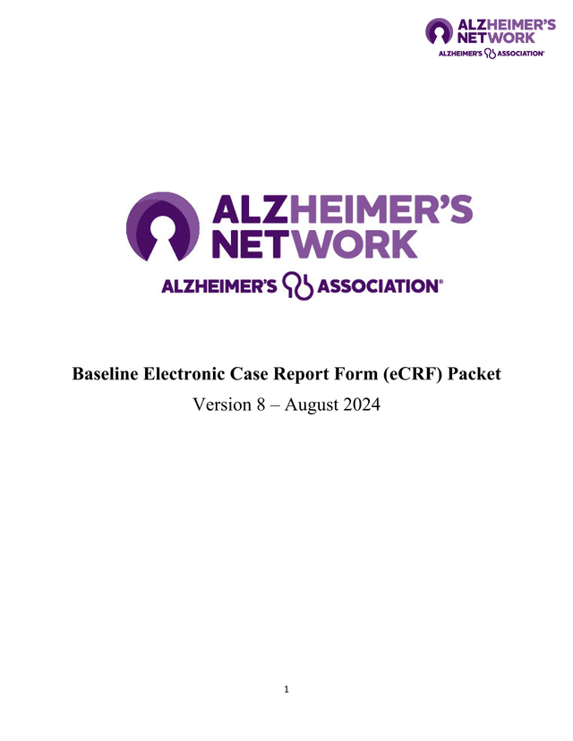 Baseline Electronic Case Report Form (ECRF) Packet screenshot