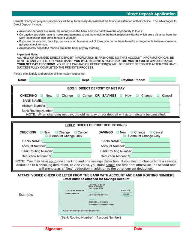 Direct Deposit Application screenshot