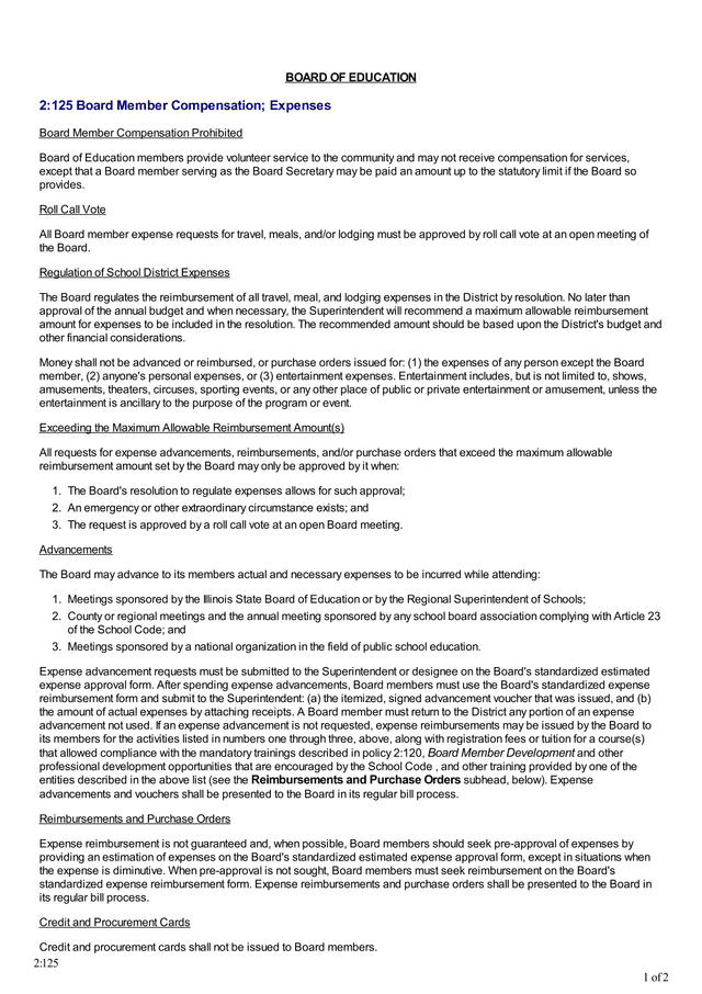 2125 Board Member Compensation Expenses screenshot