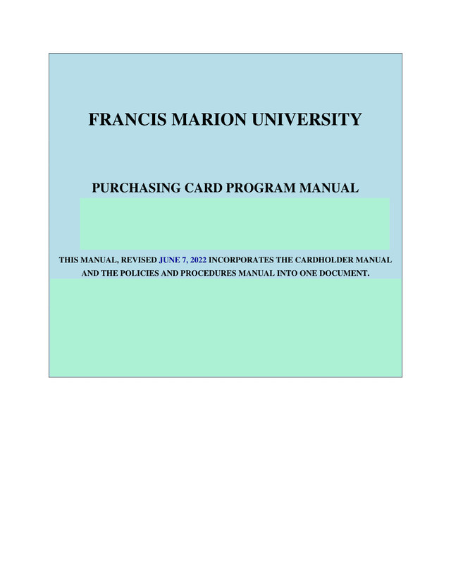 Purchasing Card Program Manual screenshot
