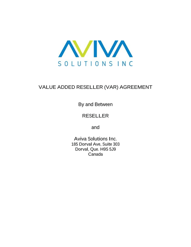 Value Added Reseller (VAR) Agreement screenshot