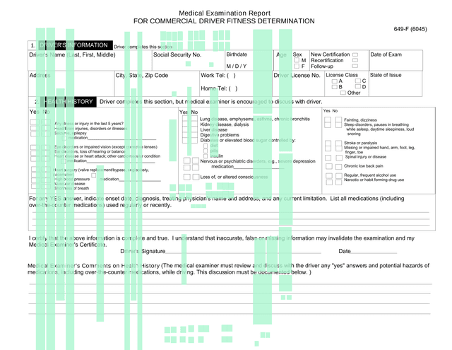 Medical Examination Report For Commercial Driver Fitness Determination screenshot