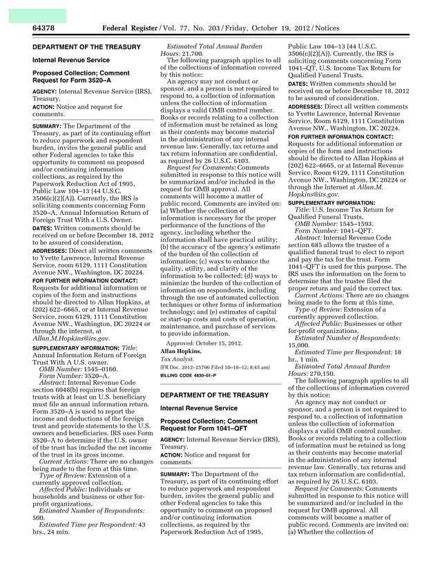 Form 3520 A screenshot
