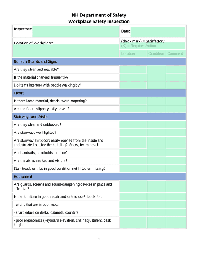 NH Department Of Safety Workplace Safety Inspection screenshot